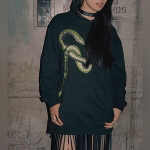 Taylor Swift Black Hoodie with Green Snake Design